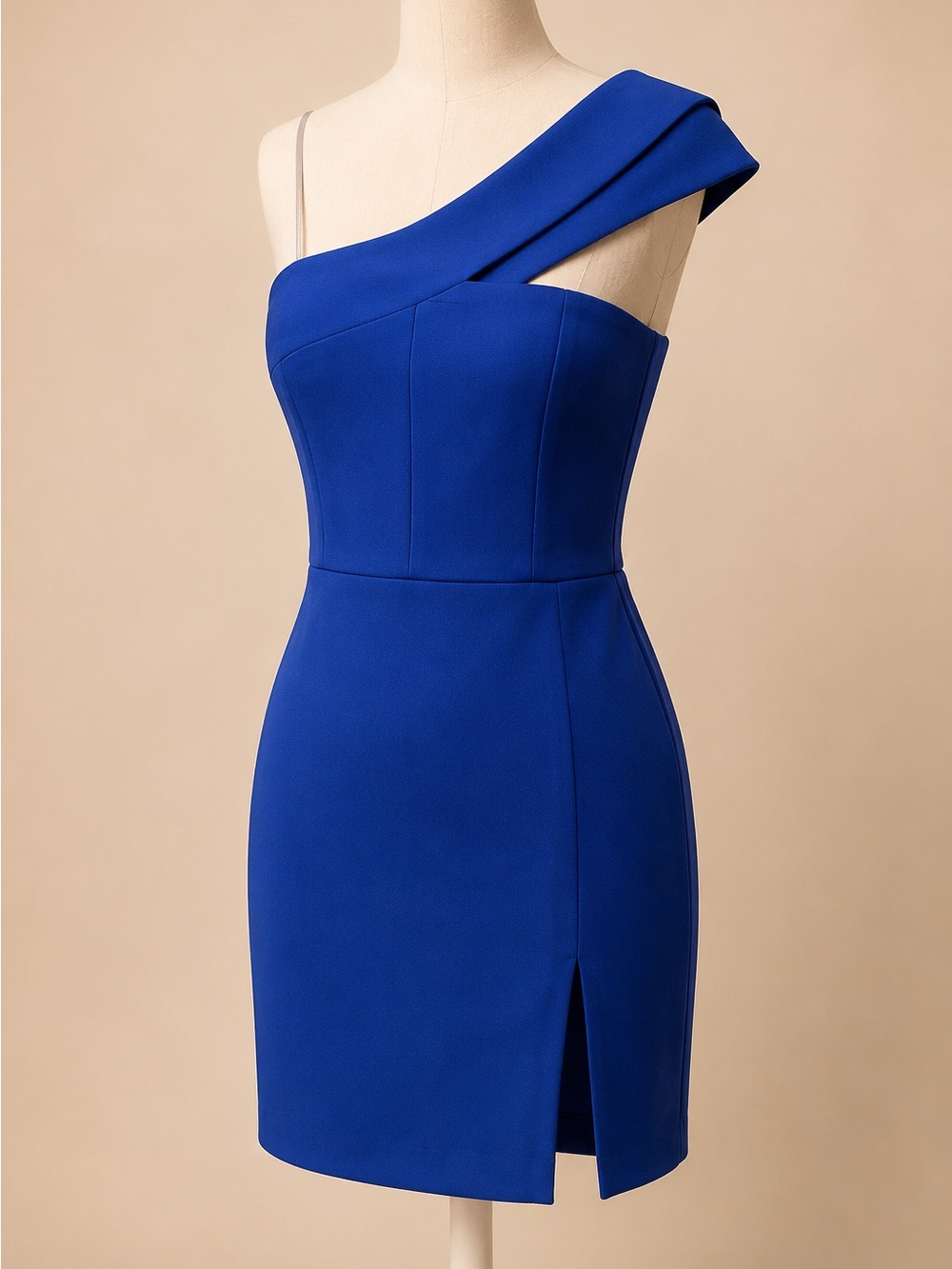 Royal-Blue One-Shoulder Mini Cocktail Dress β Large